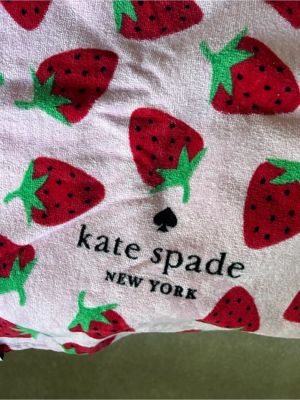 kate spade pink and red strawberry print beach towel